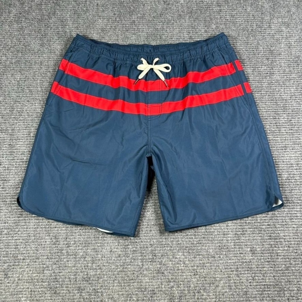 Fair‎ Harbor The Anchor Trunk Swim Bottoms Mens XXL Blue Red Stripes Drawstring